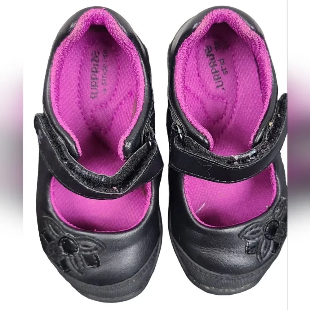 Smart Fit Toddler Girl Size 5 Black Memory Foam Mary Jane Flower Velcro Shoes
